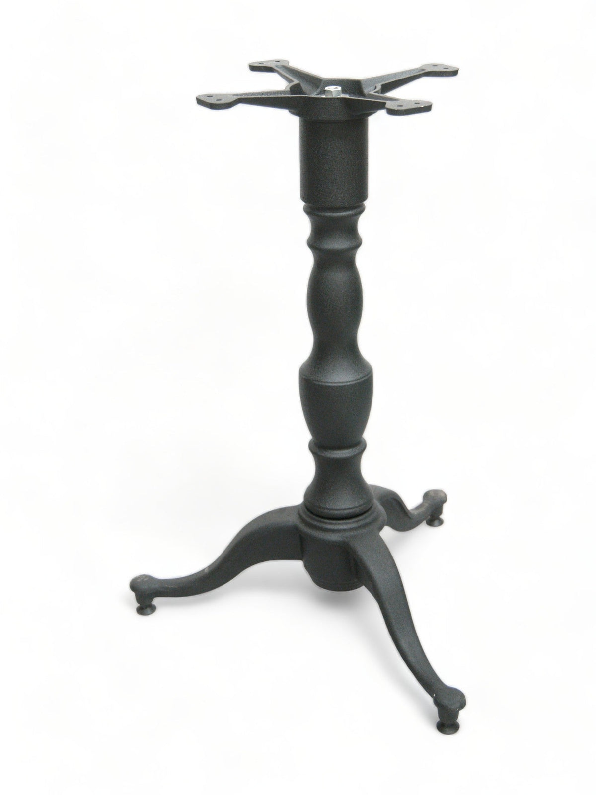 Black Cast Iron Three-Prong Ornamental Table Base – OM223 – 28-inch dining height