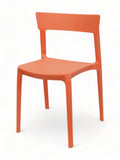 Orange open-back plastic restaurant chair