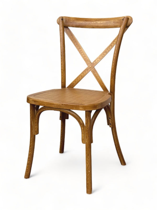 Oak-Look Plastic X-Back Restaurant Chair