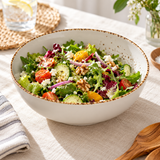 Splash Blanch 40 oz bowl with a generous mixed salad