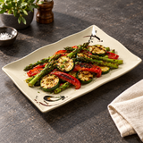 513-E large ridged Eggplant-pattern melamine plate with grilled vegetables