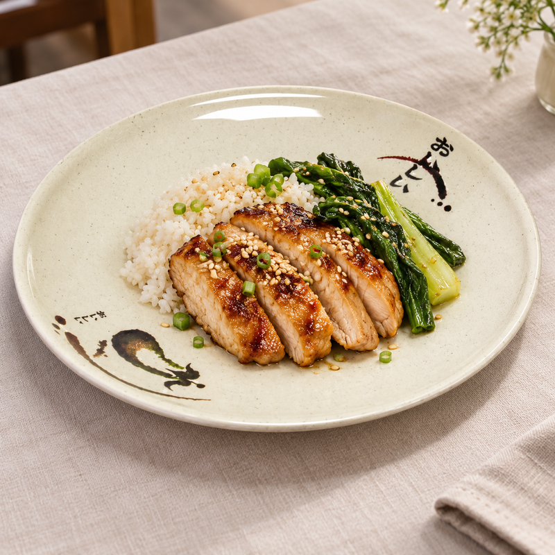 AE811-E Eggplant-pattern melamine plate — arrange the parts of an individual meal