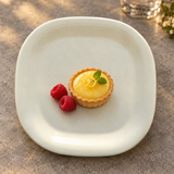 PS3008V Passion Pearl melamine plate with a petite lemon tart and raspberries, serving suggestion