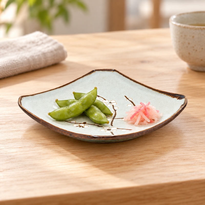 5¼ in Aqua Blossom Ceramic Side Plate — Q253-BP