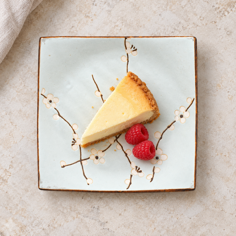 6.85 in Square Aqua Blossom Ceramic Plate — Q267-BP