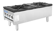 Radiance TASP-18S-D low-profile stock pot gas range with two three-ring burners and 6-inch legs
