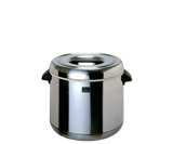 Zojirushi RDS-600 6-liter thermal rice holder with a tall stainless steel body, removable lid and black side handles.