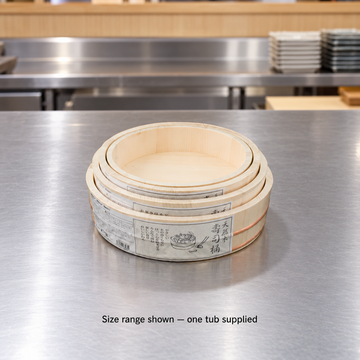 SK small-size tub range shown on a prep counter; one tub supplied, size depends on selected product