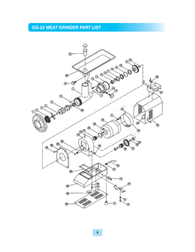 German Knife GG-22 original manufacturer exploded component diagram. Components are shown separated for identification, not as an operating configuration.