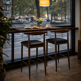 Dark Brown Finish Bull Horn Bar Stool