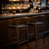 Dark Brown Finish Bull Horn Bar Stool