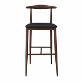 Dark Brown Finish Bull Horn Bar Stool