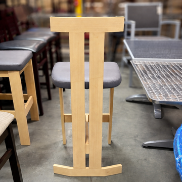 EDEN Custom Bar Chair – Light Wood Grain Metal Frame with Black Seat