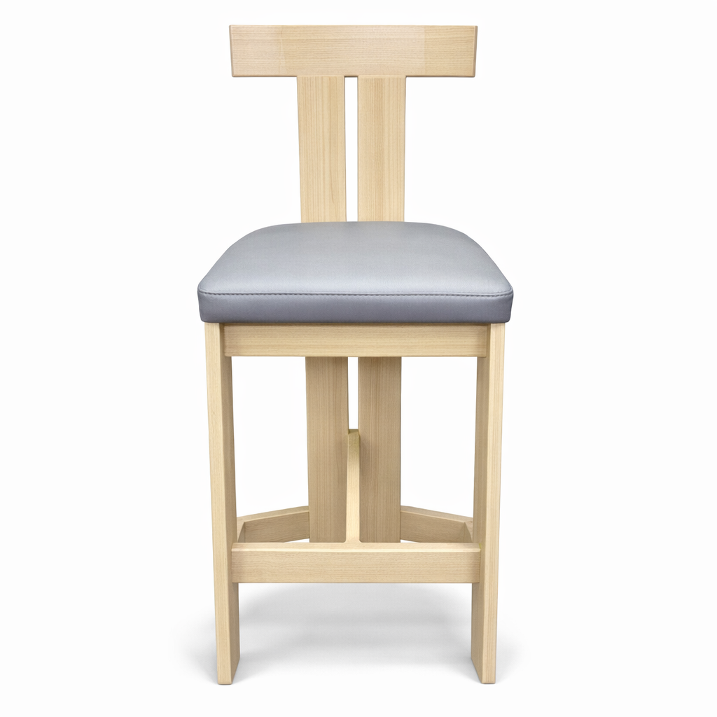 EDEN Custom Bar Chair – Light Wood Grain Metal Frame with Black Seat