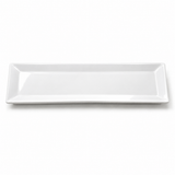 Raised view of the white 29115WT long rectangular serving plate