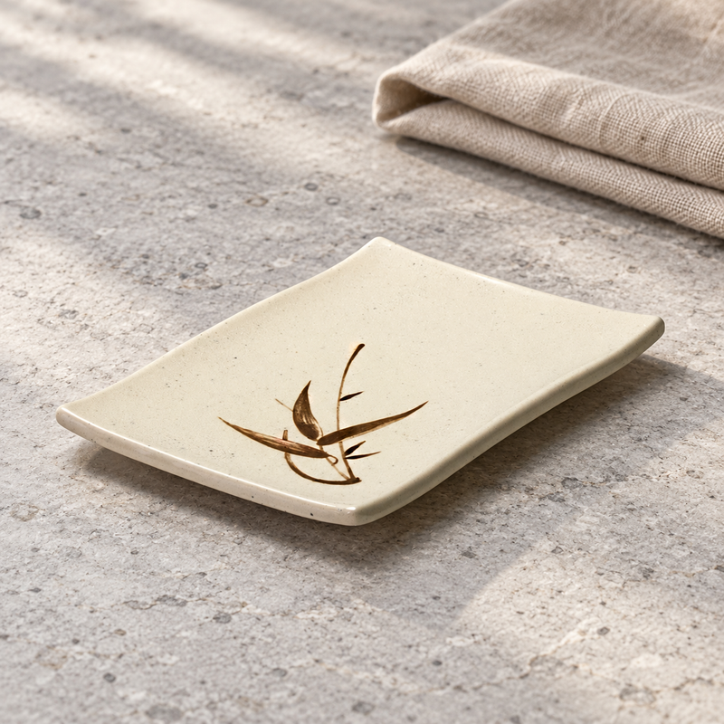 Autumn Grass 509B-J rectangular plate in a tabletop setting