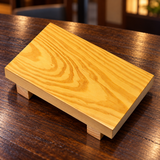 90024-C wooden geta board on a wooden restaurant table