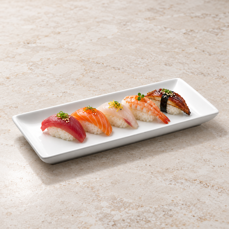 A15157 white ceramic rectangle in a tabletop setting