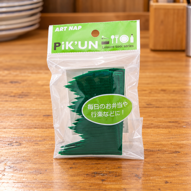 AL-504 package of green plastic baran on a preparation counter