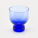JN24-B blue glass sake cup viewed from an elevated angle