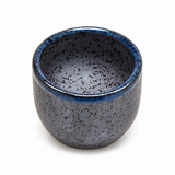 KY8-BK sake cup from a raised angle showing the mottled interior and blue rim
