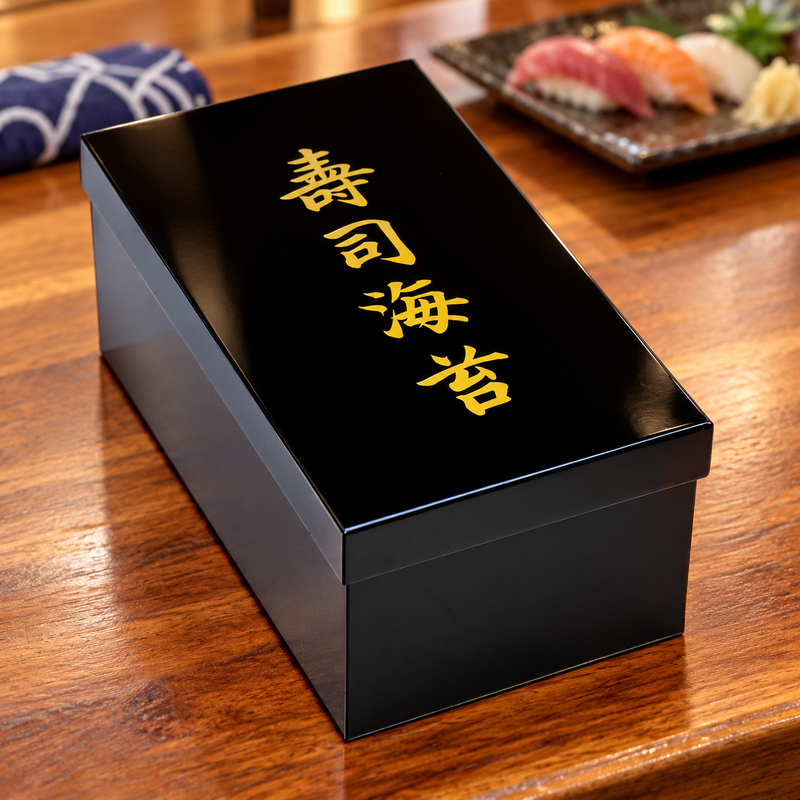 Closed NC-1 nori container beside a sushi-bar preparation setting