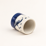 SH8-1 white and blue sake cup, side view showing the pale interior