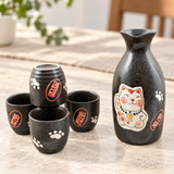 TSS1-973 five-piece sake set on a restaurant tabletop