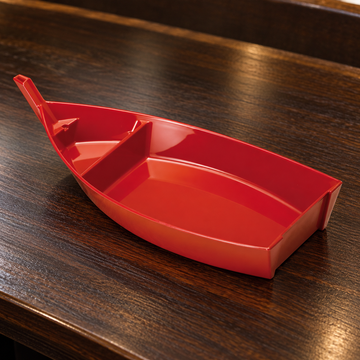 TZ901-R red sushi boat on a restaurant counter