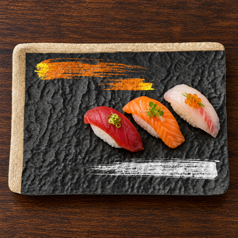 Sushi on the compact YG-5007BP Brush Painting melamine plate