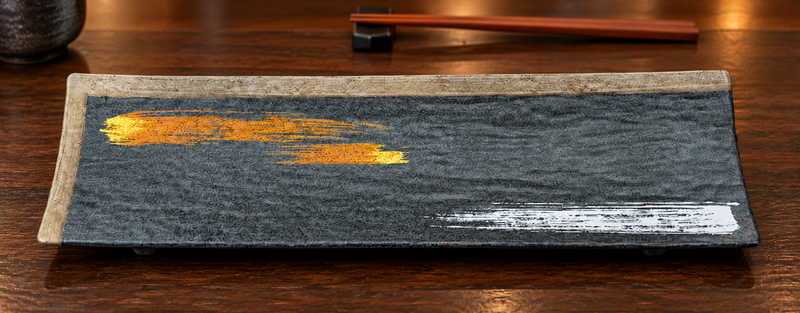 YG-5014BP long Brush Painting melamine plate on a preparation counter