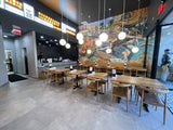 Natural White Oak Plank Live-Edge Restaurant Tabletop – restaurant installation example; base and seating not included