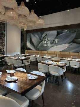 Light Walnut Pine Log-Edge Restaurant Tabletop – restaurant installation example; base and seating not included
