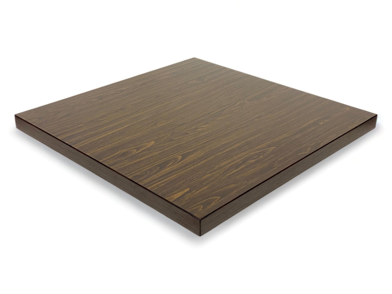 Walnut finish laminate restaurant tabletop