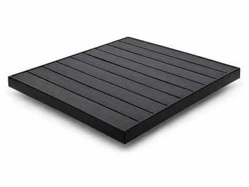Synthetic Teak Slat Patio Tabletop with Aluminum Frame – Black Frame / Black