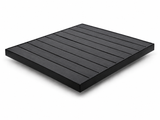 Synthetic Teak Slat Patio Tabletop with Aluminum Frame – Black Frame / Black