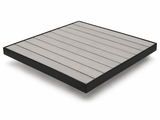 Synthetic Teak Slat Patio Tabletop with Aluminum Frame – Black Frame / Gray