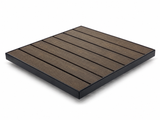 Synthetic Teak Slat Patio Tabletop with Aluminum Frame – Black Frame / Mocha
