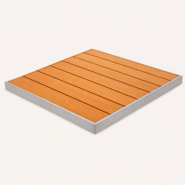 Teak Outdoor Table Top – Synthetic Teak / Gray Aluminum Frame