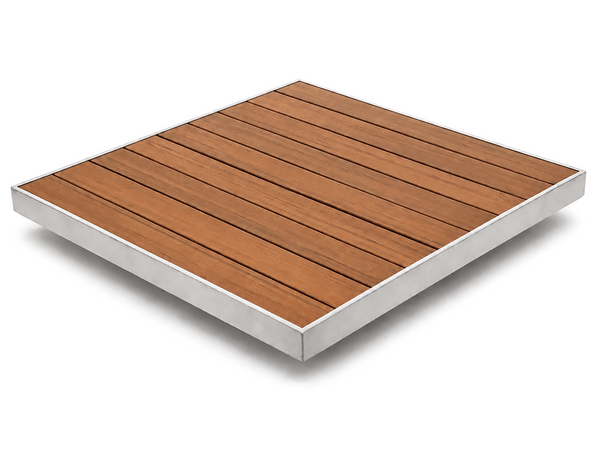 Synthetic Teak Slat Patio Tabletop with Aluminum Frame