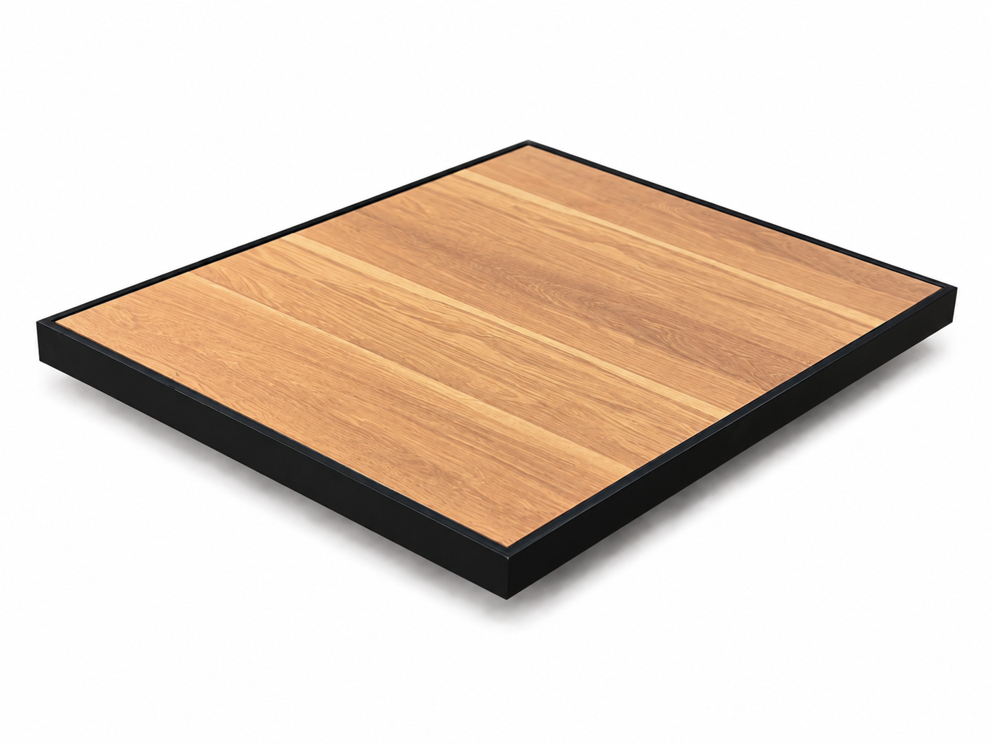 HPL Patio Tabletop with Aluminum Frame – Black Frame / Oak