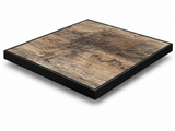 HPL Patio Tabletop with Aluminum Frame – Black Frame / Weathered