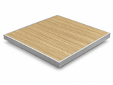 HPL Patio Tabletop with Aluminum Frame – Gray Frame / Oak