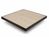 All-Aluminum Slat Patio Tabletop – Black Frame / Gray Brown