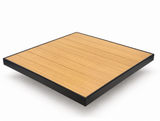 All-Aluminum Slat Patio Tabletop – Black Frame / Teak