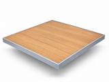 All-Aluminum Slat Patio Tabletop – Silver Frame / Teak