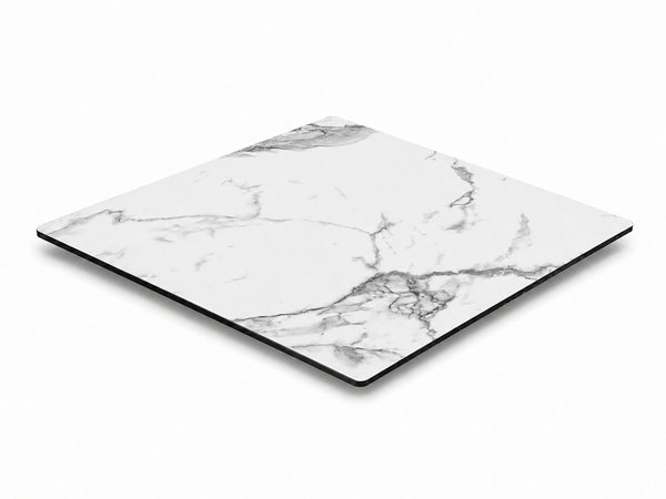 White Marble-Look HPL Patio Tabletop, 0.75" Thick