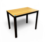 Oak-look HPL restaurant table with black aluminum legs