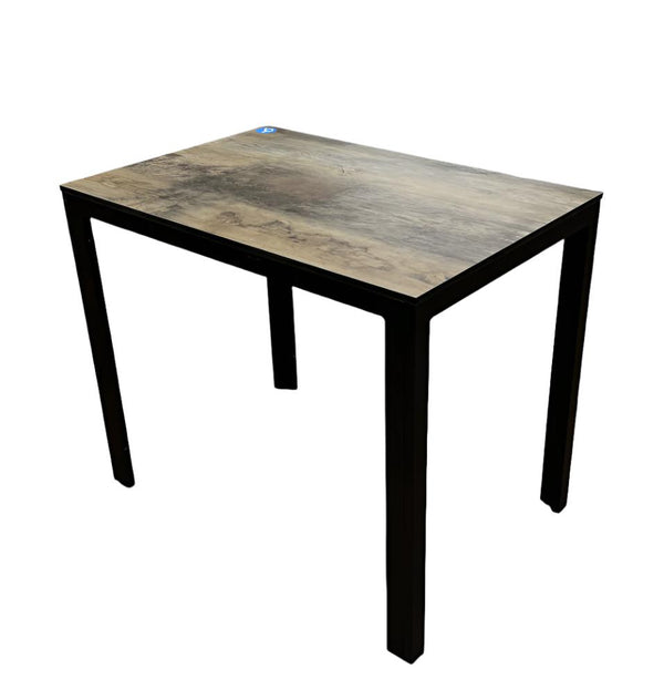 Weathered HPL Restaurant Table with Black Aluminum Legs, 24" × 36"