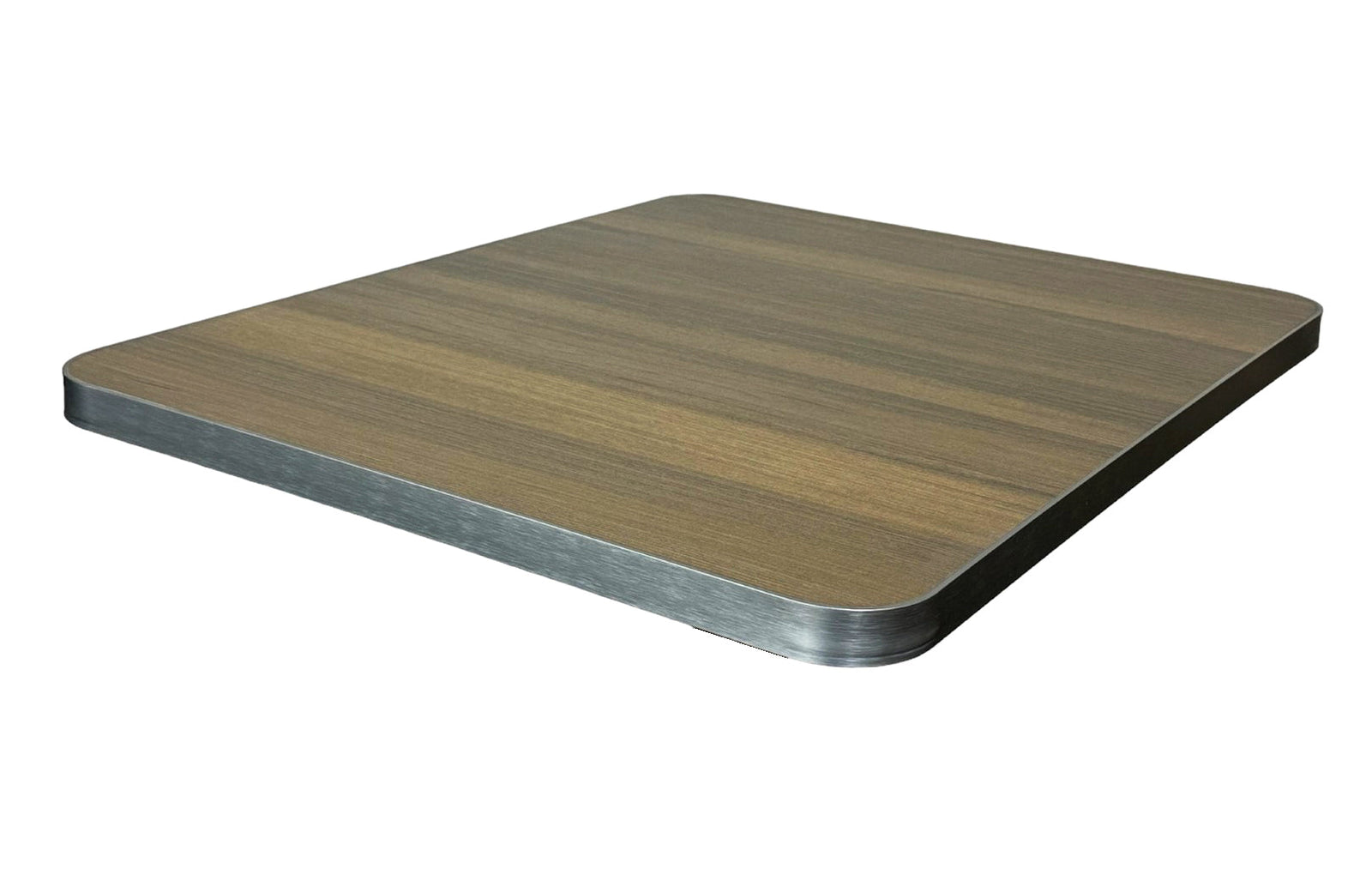 Light Walnut Ceramic Restaurant Tabletop with Stainless Steel Frame